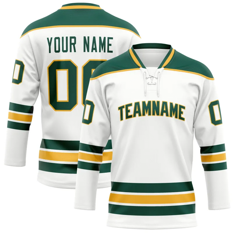Custom White Kelly Green Solid Colour Hockey Jersey sold by Tailorly