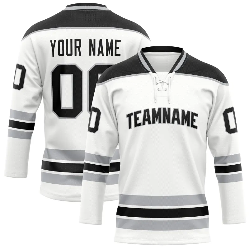 Custom White Black Solid Colour Hockey Jersey sold by Tailorly