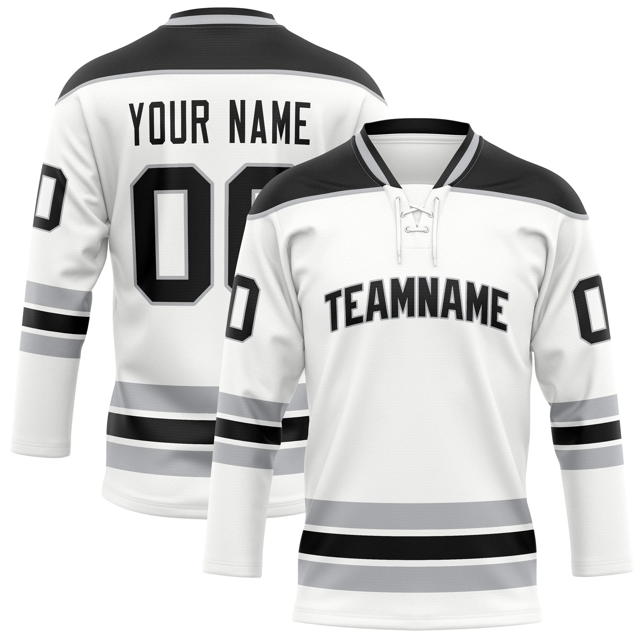 Custom White Black Solid Colour Hockey Jersey sold by Tailorly