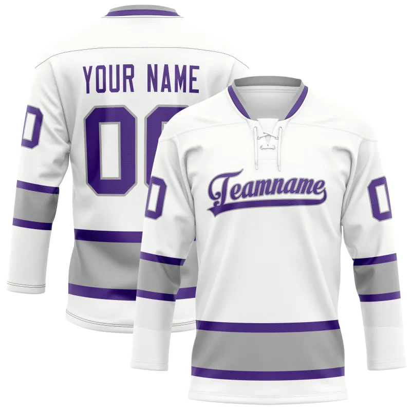 Custom White Purple Solid Colour Hockey Jersey sold by Tailorly