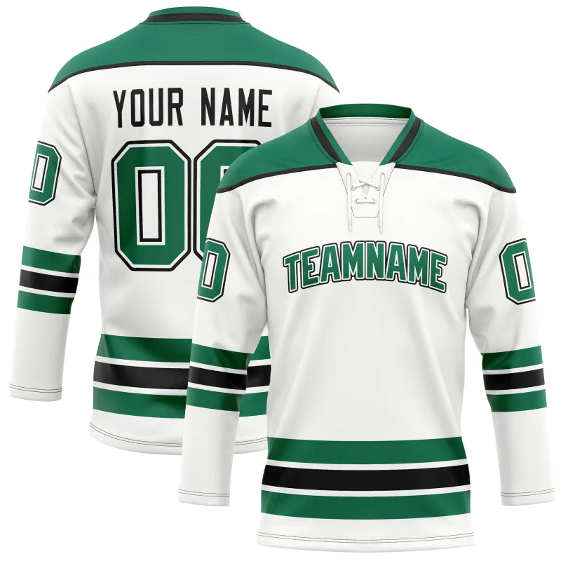Custom White Kelly Green Solid Colour Hockey Jersey sold by Tailorly