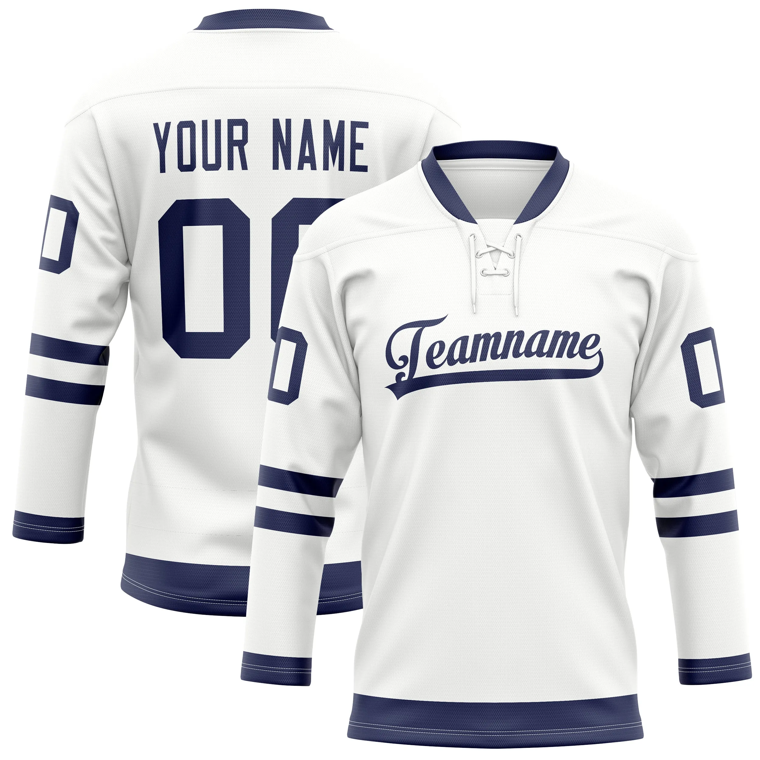 Custom White Navy Solid Colour Hockey Jersey sold by Tailorly