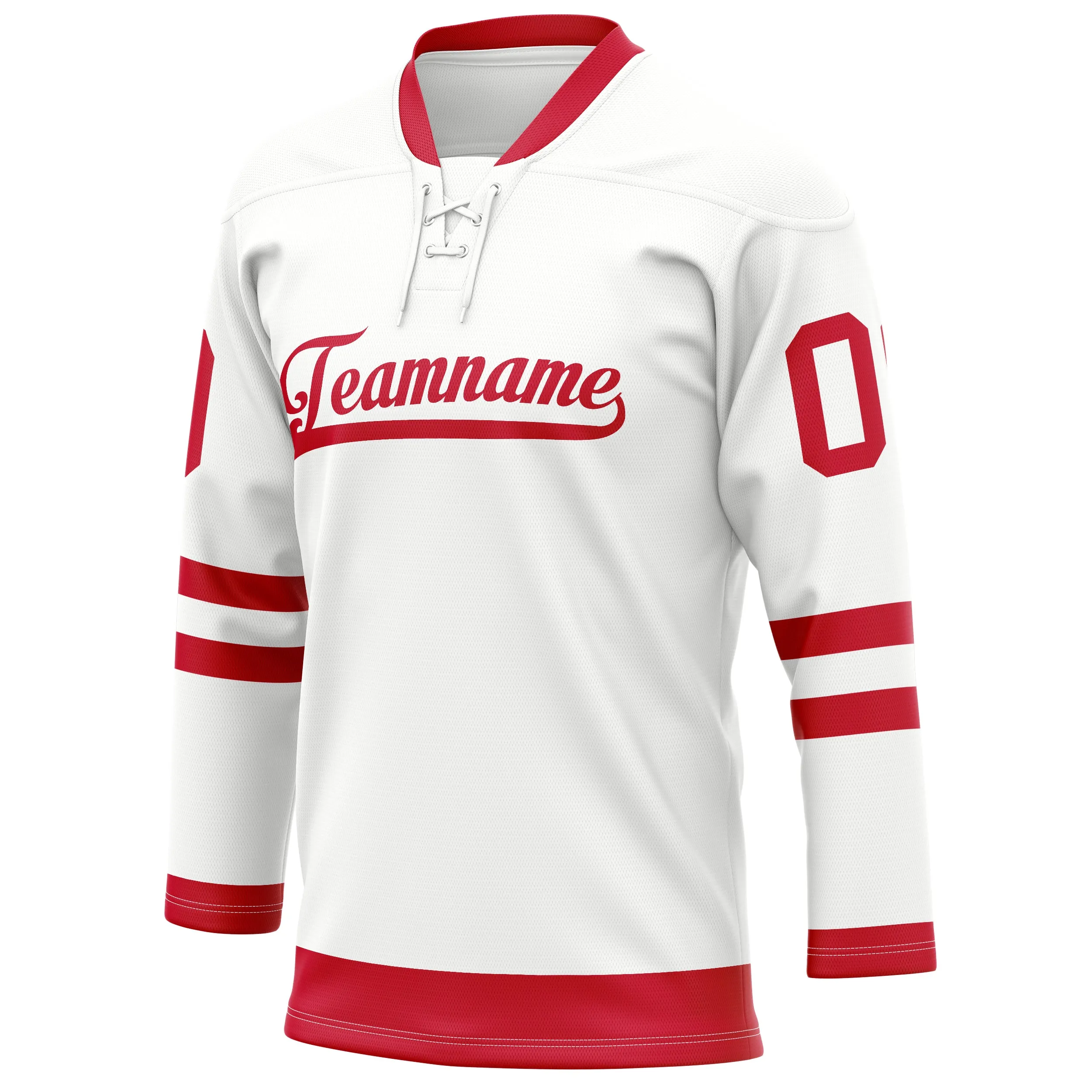 Custom White Red Solid Colour Hockey Jersey sold by Tailorly product image thumbnail 3