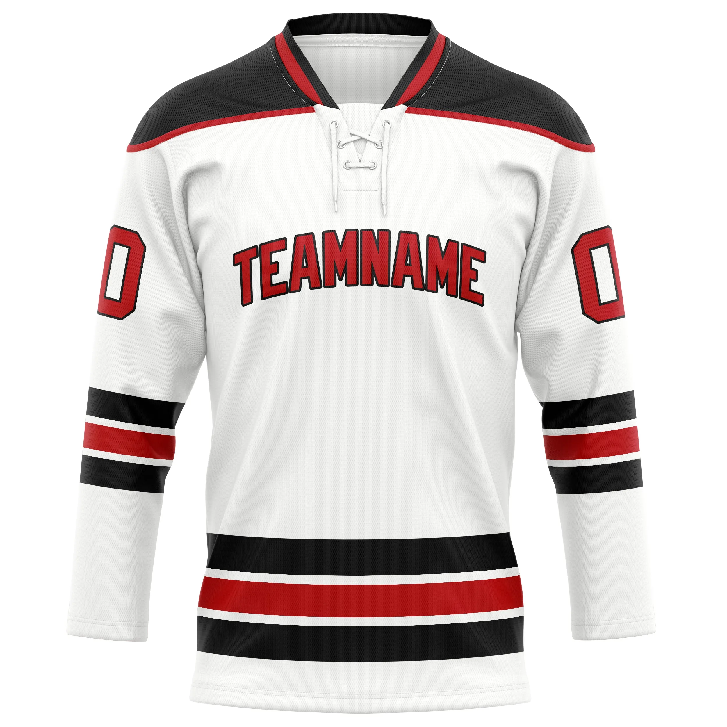 Custom White Red Solid Colour Hockey Jersey sold by Tailorly product image thumbnail 2