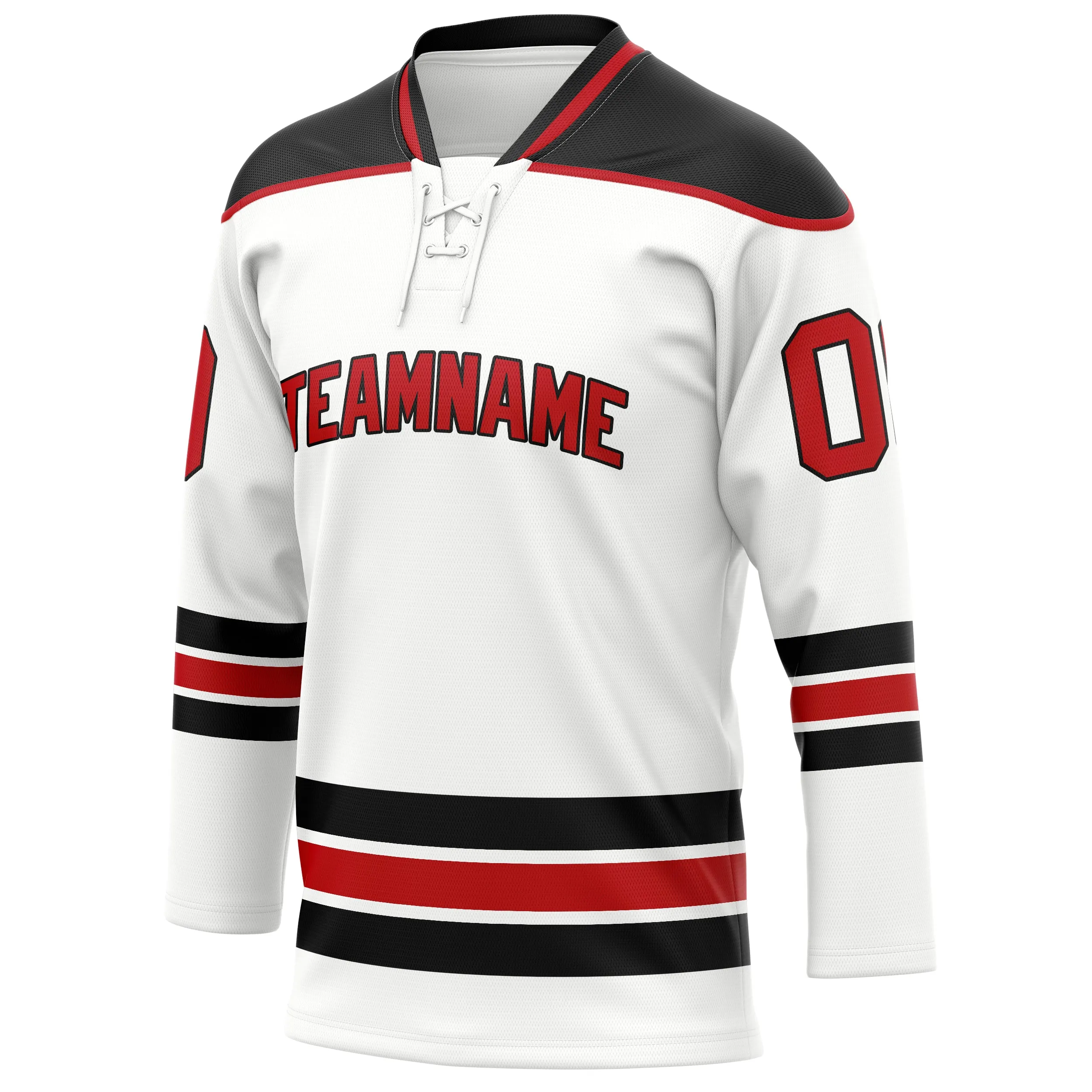 Custom White Red Solid Colour Hockey Jersey sold by Tailorly product image thumbnail 3