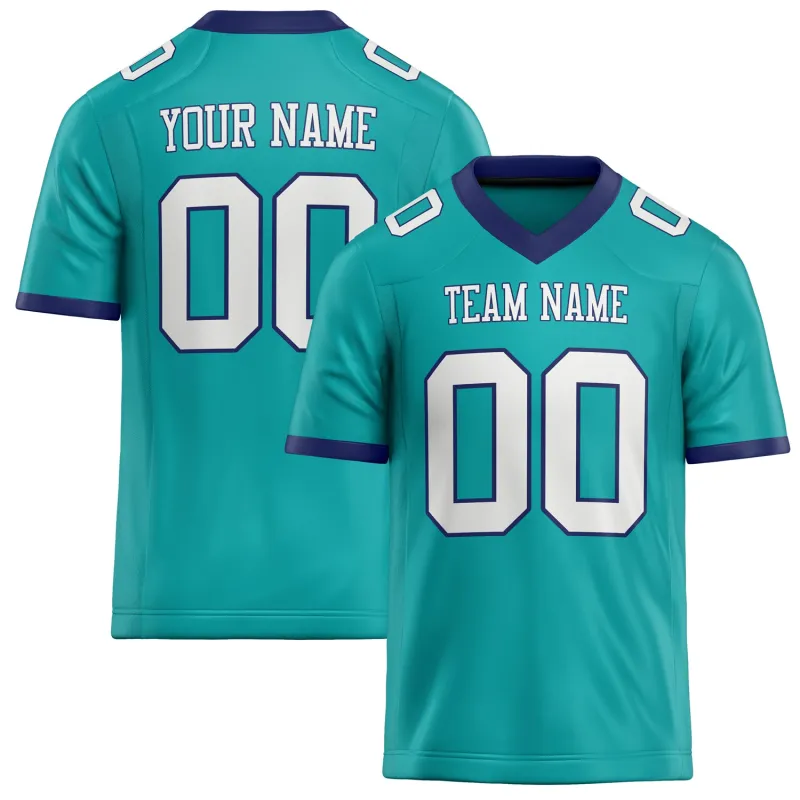 Custom Aqua White Solid Colour Football Jersey sold by Tailorly