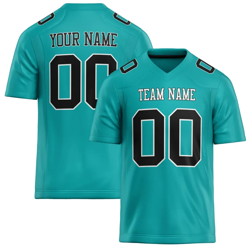 Custom Aqua Black Solid Colour Football Jersey sold by Tailorly