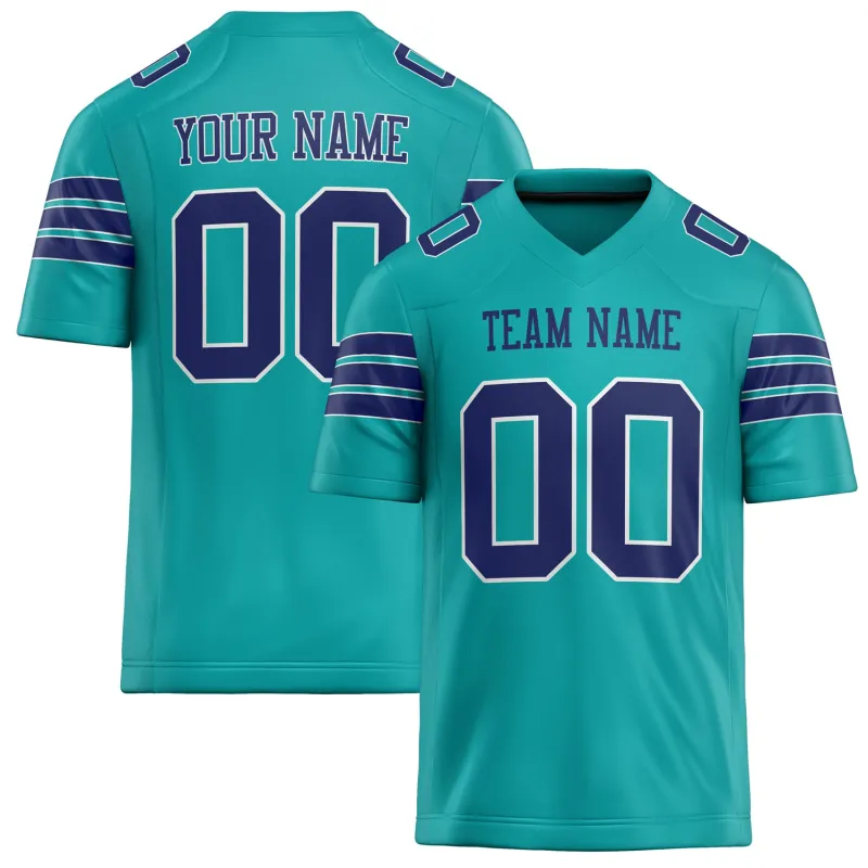 Custom Aqua navy Solid Colour Football Jersey sold by Tailorly