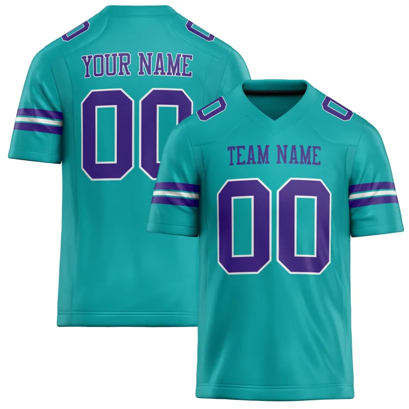 Custom Aqua Purple Solid Colour Football Jersey sold by Tailorly