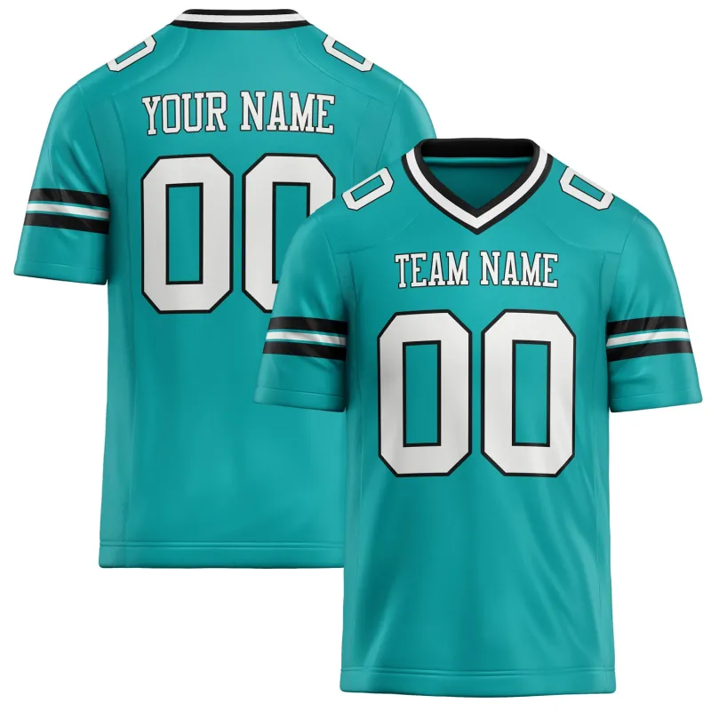 Custom Aqua White Solid Colour Football Jersey sold by Tailorly