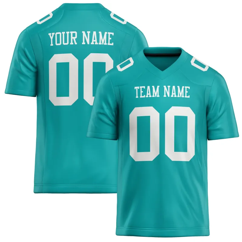 Custom Aqua White Solid Colour Football Jersey sold by Tailorly