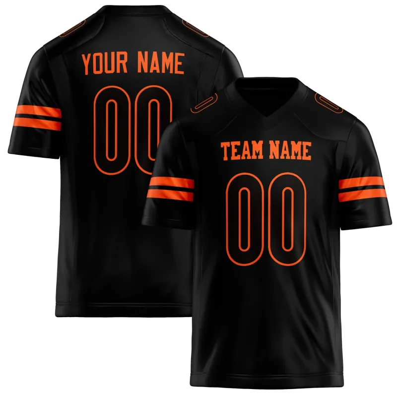 Custom Black Orange Solid Colour Football Jersey sold by Tailorly