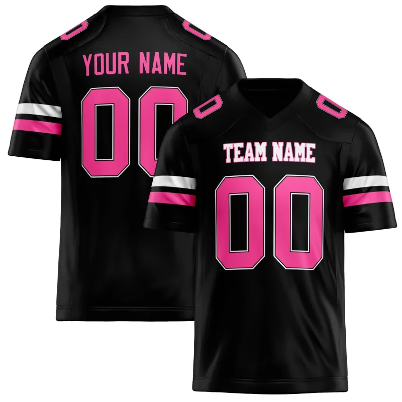 Custom Black pink Solid Colour Football Jersey sold by Tailorly