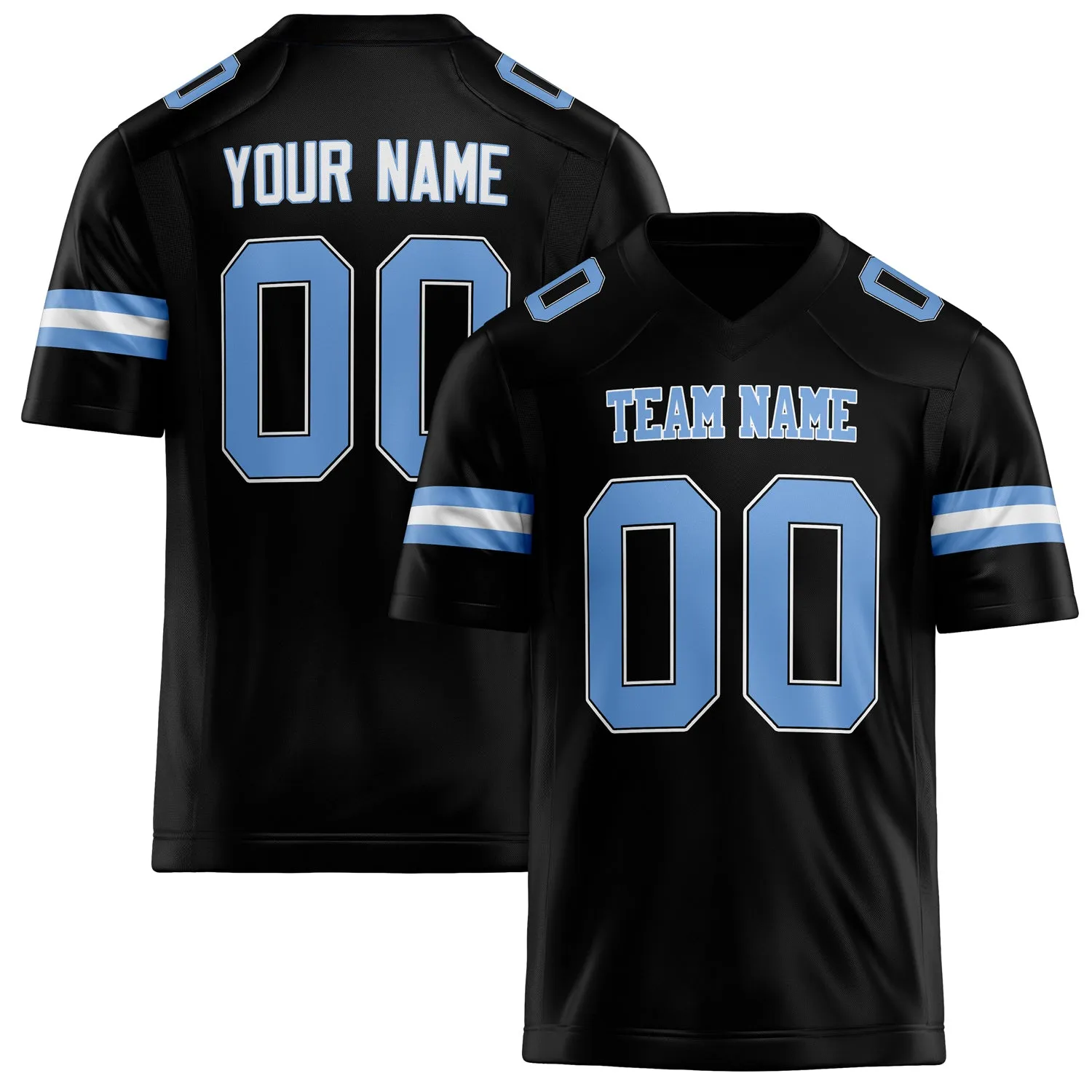 Custom Black light blue Solid Colour Football Jersey sold by Tailorly