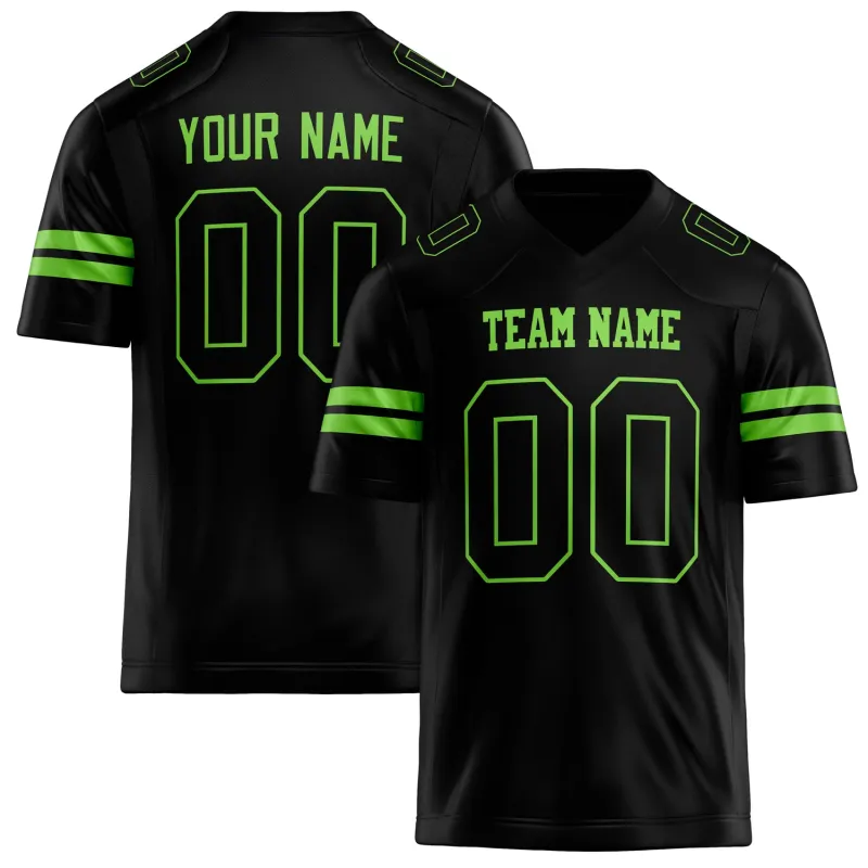 Custom Black Neon Green Solid Colour Football Jersey made by Tailorly