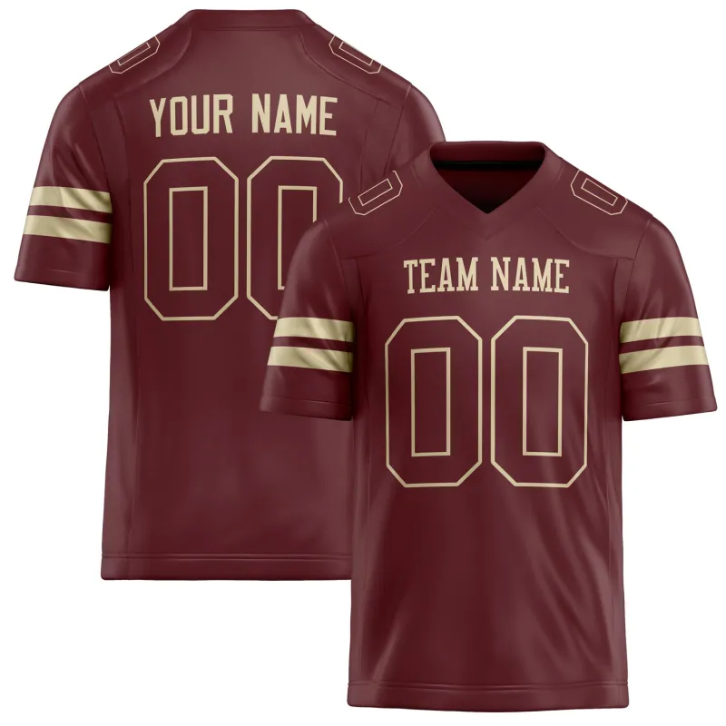 Custom Burgundy cream Solid Colour Football Jersey sold by Tailorly