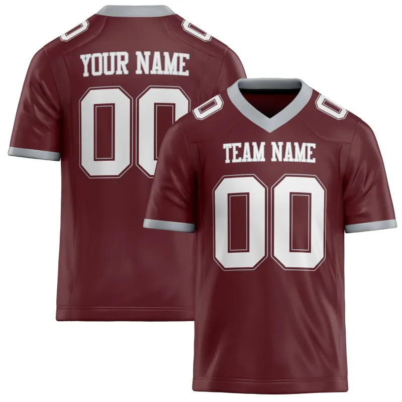 Custom Burgundy White Solid Colour Football Jersey sold by Tailorly