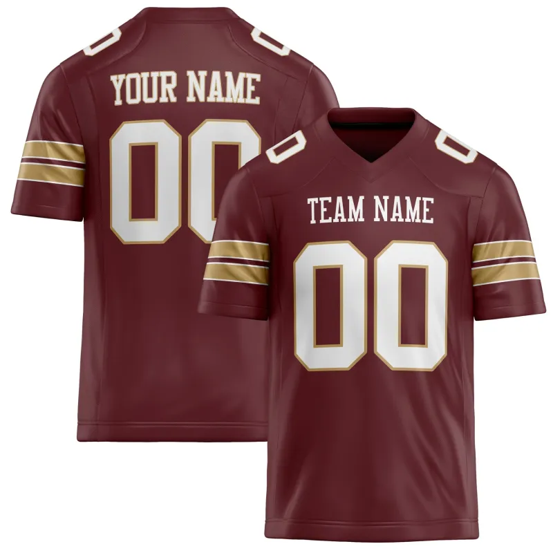 Custom Burgundy White Solid Colour Football Jersey sold by Tailorly