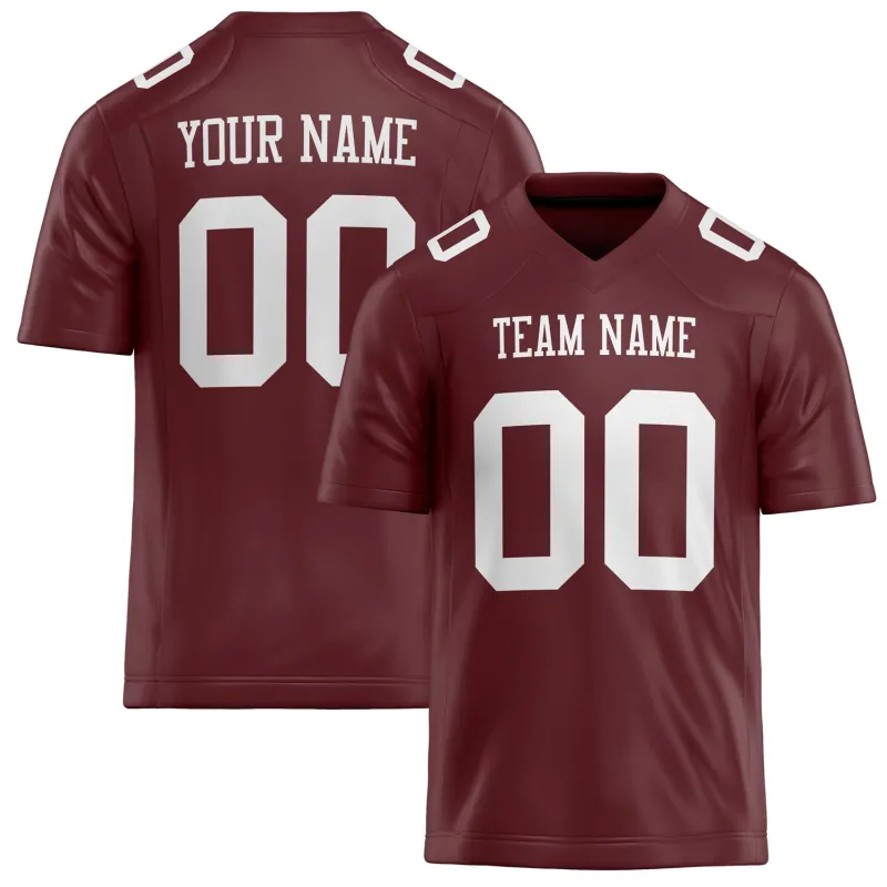 Custom Burgundy White Solid Colour Football Jersey sold by Tailorly