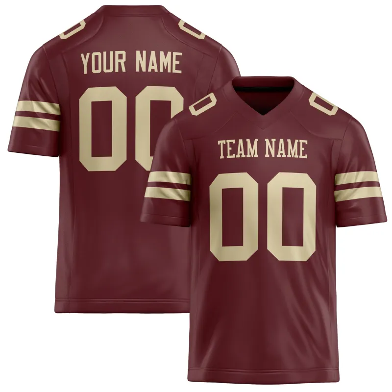 Custom Burgundy cream Solid Colour Football Jersey sold by Tailorly