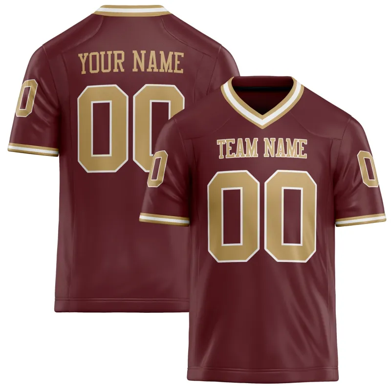 Custom Burgundy old gold Solid Colour Football Jersey sold by Tailorly
