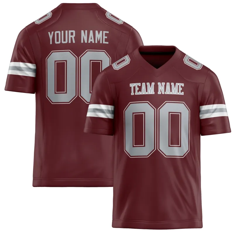 Custom Burgundy gray Solid Colour Football Jersey sold by Tailorly