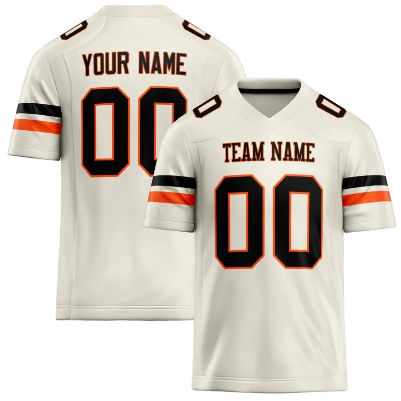Custom Cream Black Solid Colour Football Jersey sold by Tailorly