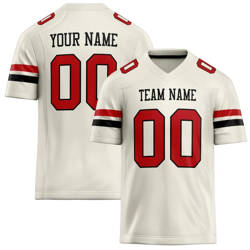 Custom Cream red Solid Colour Football Jersey sold by Tailorly