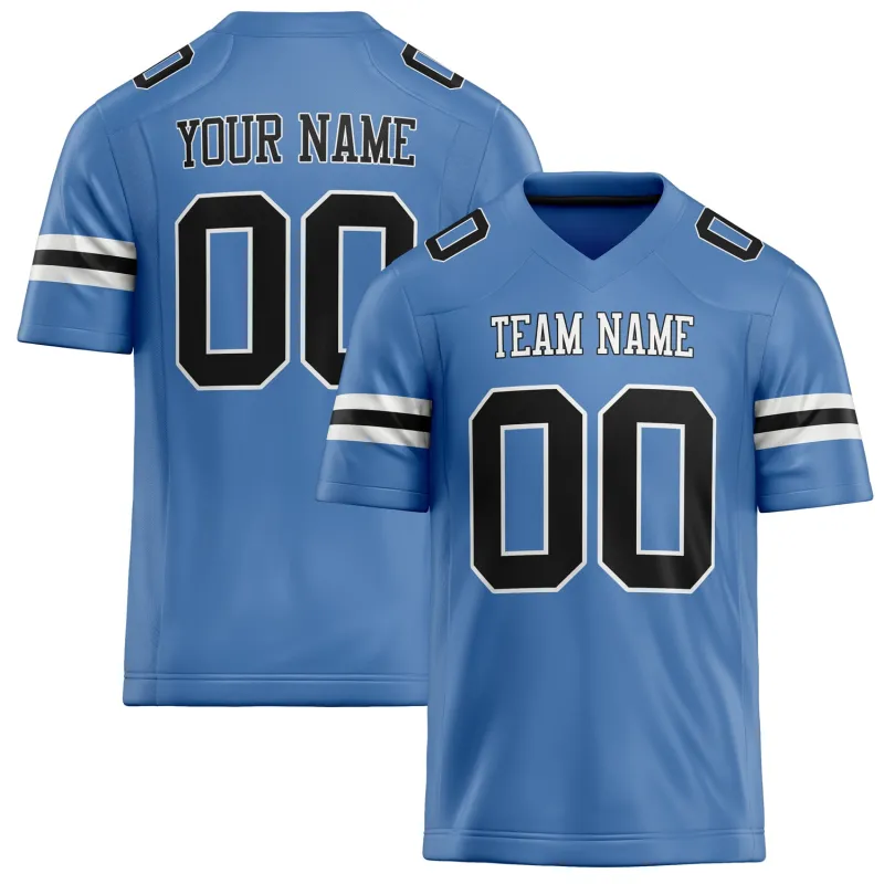 Custom Electric Blue Black Solid Colour Football Jersey sold by Tailorly