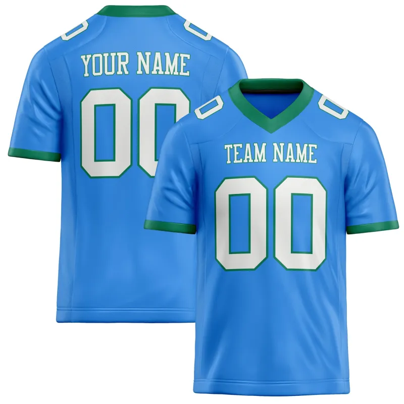Custom Electric Blue White Solid Colour Football Jersey sold by Tailorly