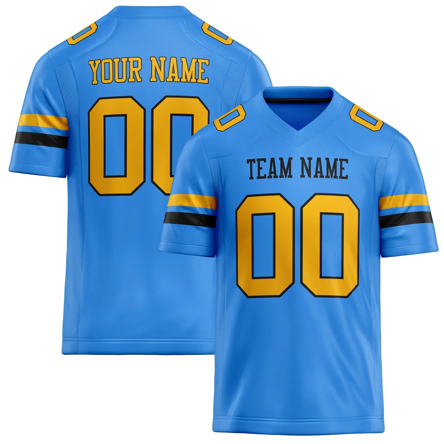 Custom Electric Blue gold Solid Colour Football Jersey sold by Tailorly