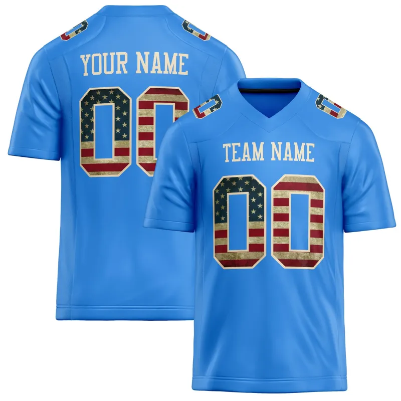 Custom Electric Blue cream Solid Colour Football Jersey sold by Tailorly