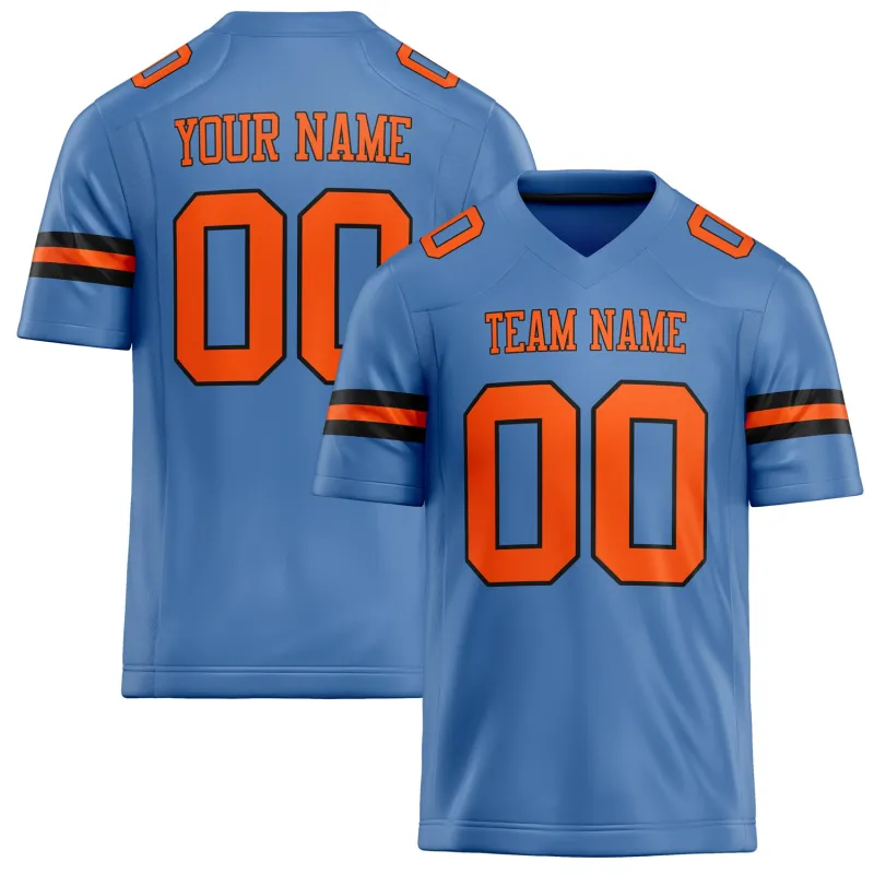 Custom Electric Blue orange Solid Colour Football Jersey sold by Tailorly