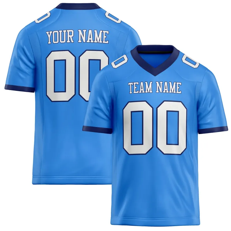 Custom Electric Blue White Solid Colour Football Jersey sold by Tailorly