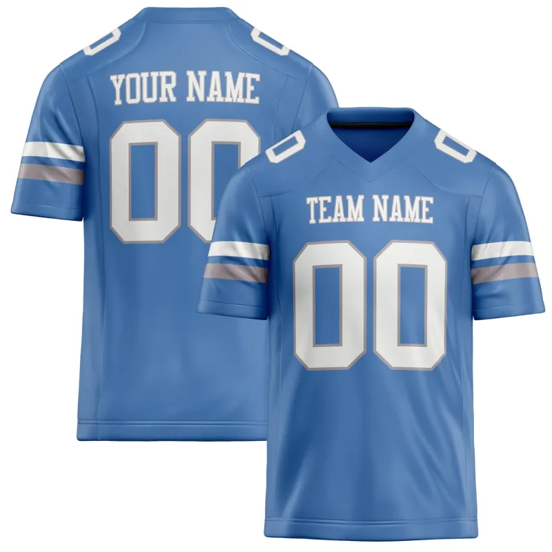 Custom Electric Blue White Solid Colour Football Jersey sold by Tailorly