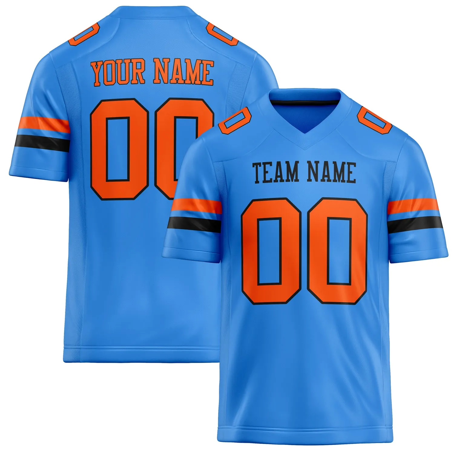 Custom Electric Blue orange Solid Colour Football Jersey sold by Tailorly
