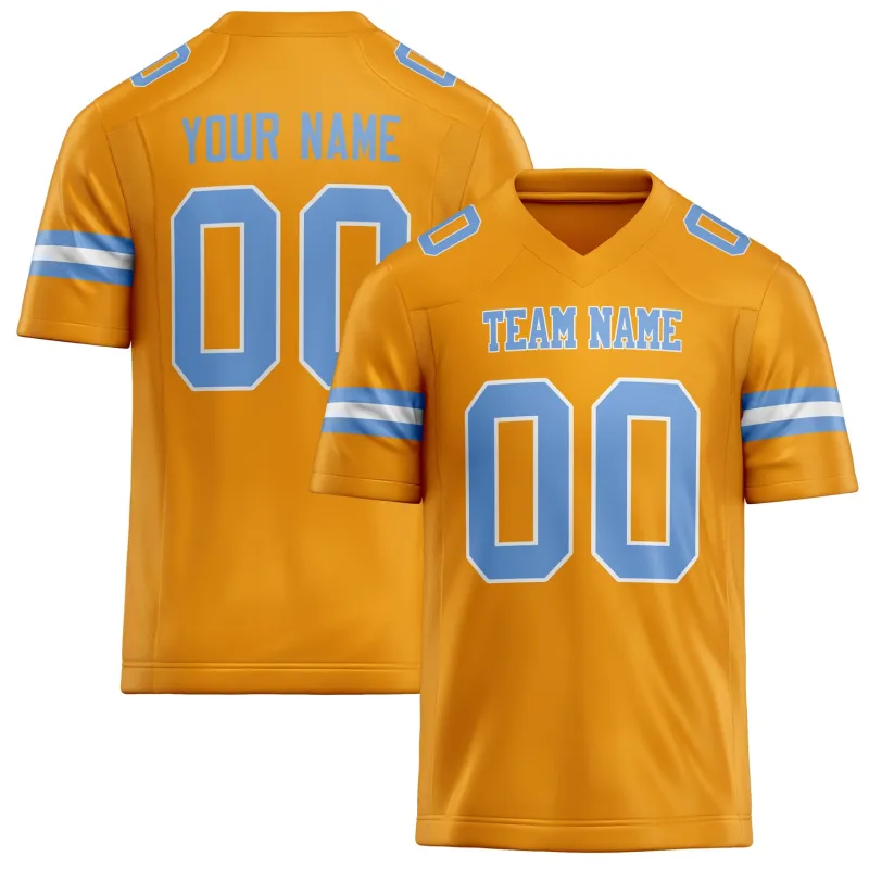 Custom Gold light blue Solid Colour Football Jersey sold by Tailorly