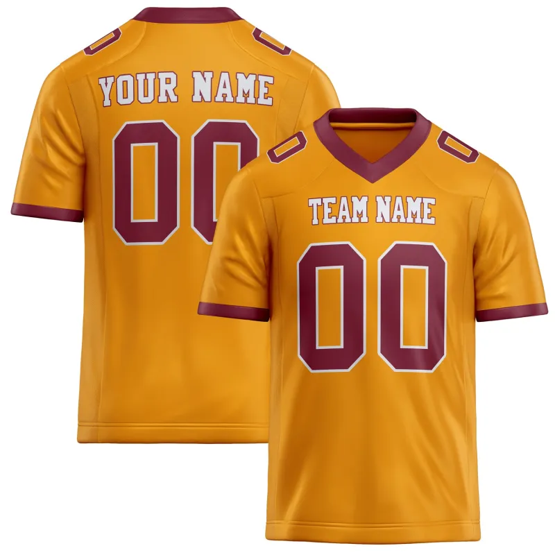 Custom Gold maroon Solid Colour Football Jersey sold by Tailorly