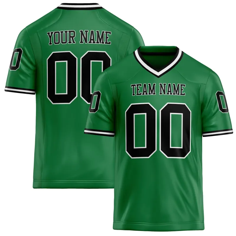Custom Grass Green Black Solid Colour Football Jersey sold by Tailorly