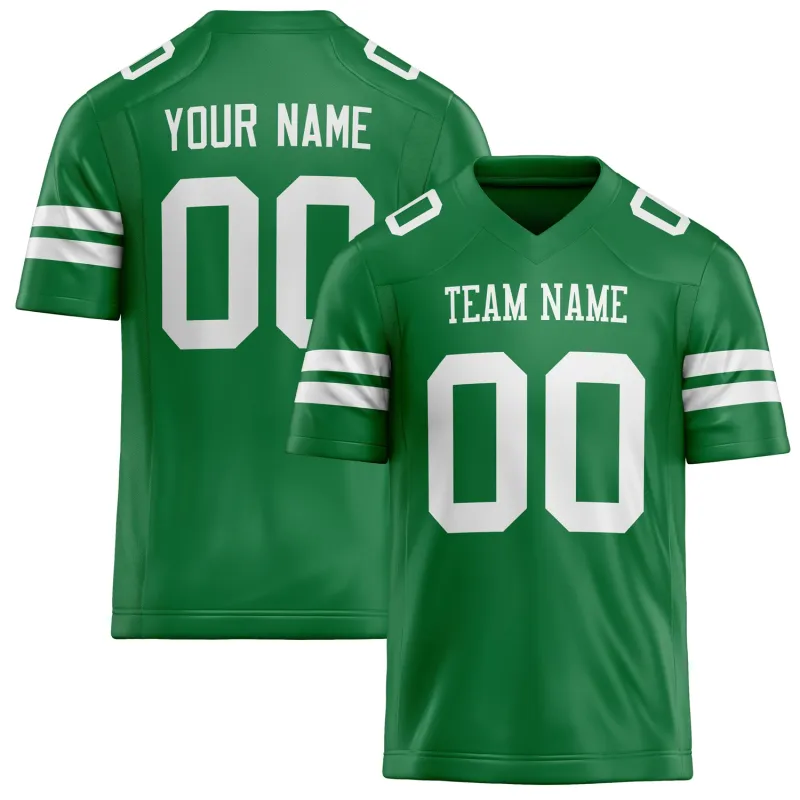 Custom Grass Green White Solid Colour Football Jersey sold by Tailorly
