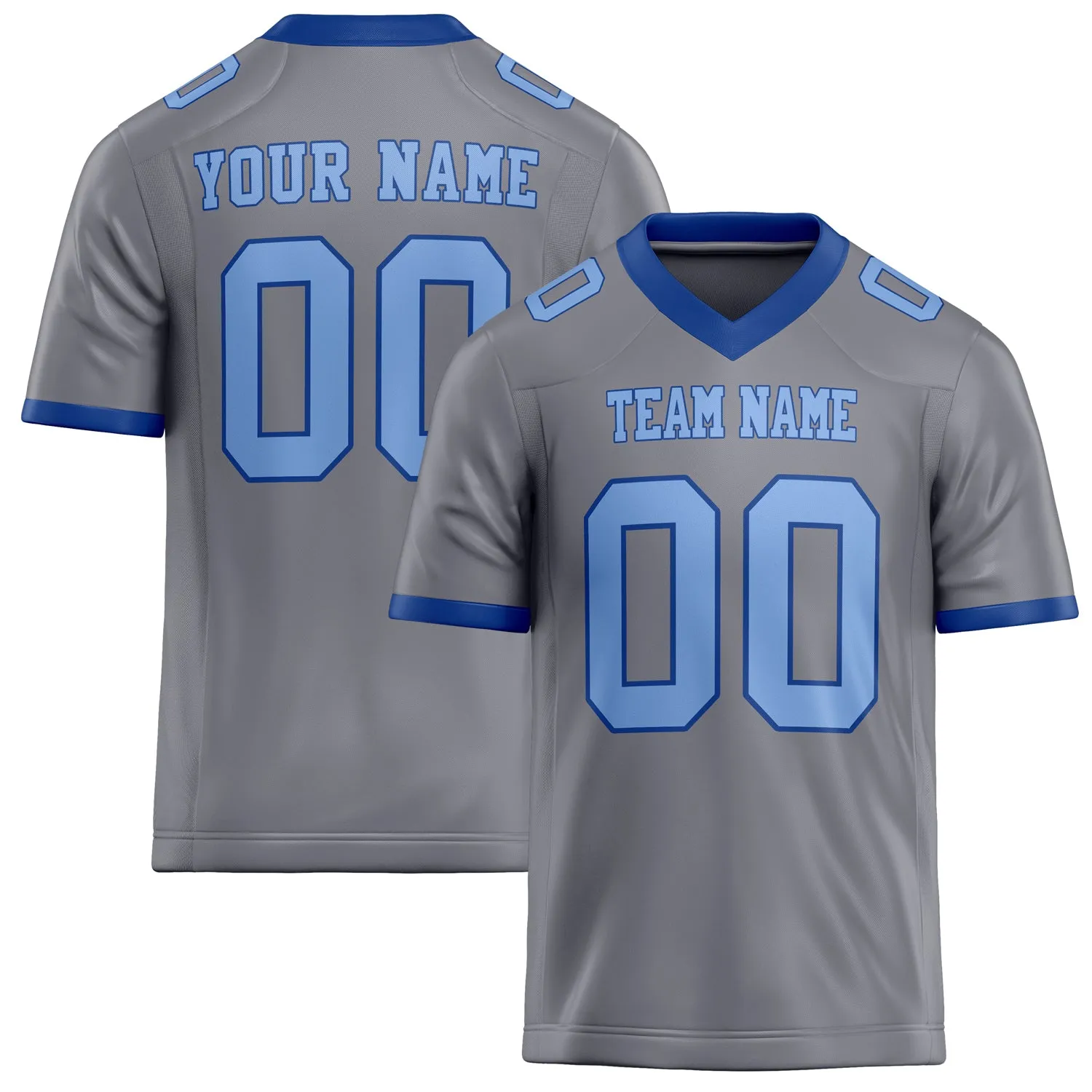 Custom Gray light blue Solid Colour Football Jersey sold by Tailorly