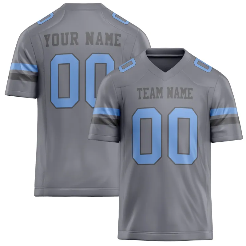 Custom Gray light blue Solid Colour Football Jersey sold by Tailorly