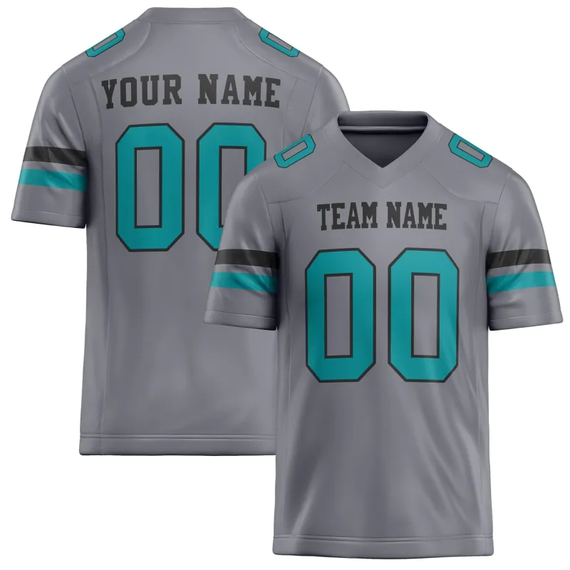 Custom Gray teal Solid Colour Football Jersey sold by Tailorly