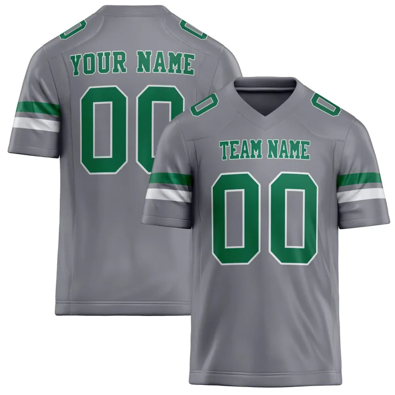 Custom Gray kelly green Solid Colour Football Jersey sold by Tailorly