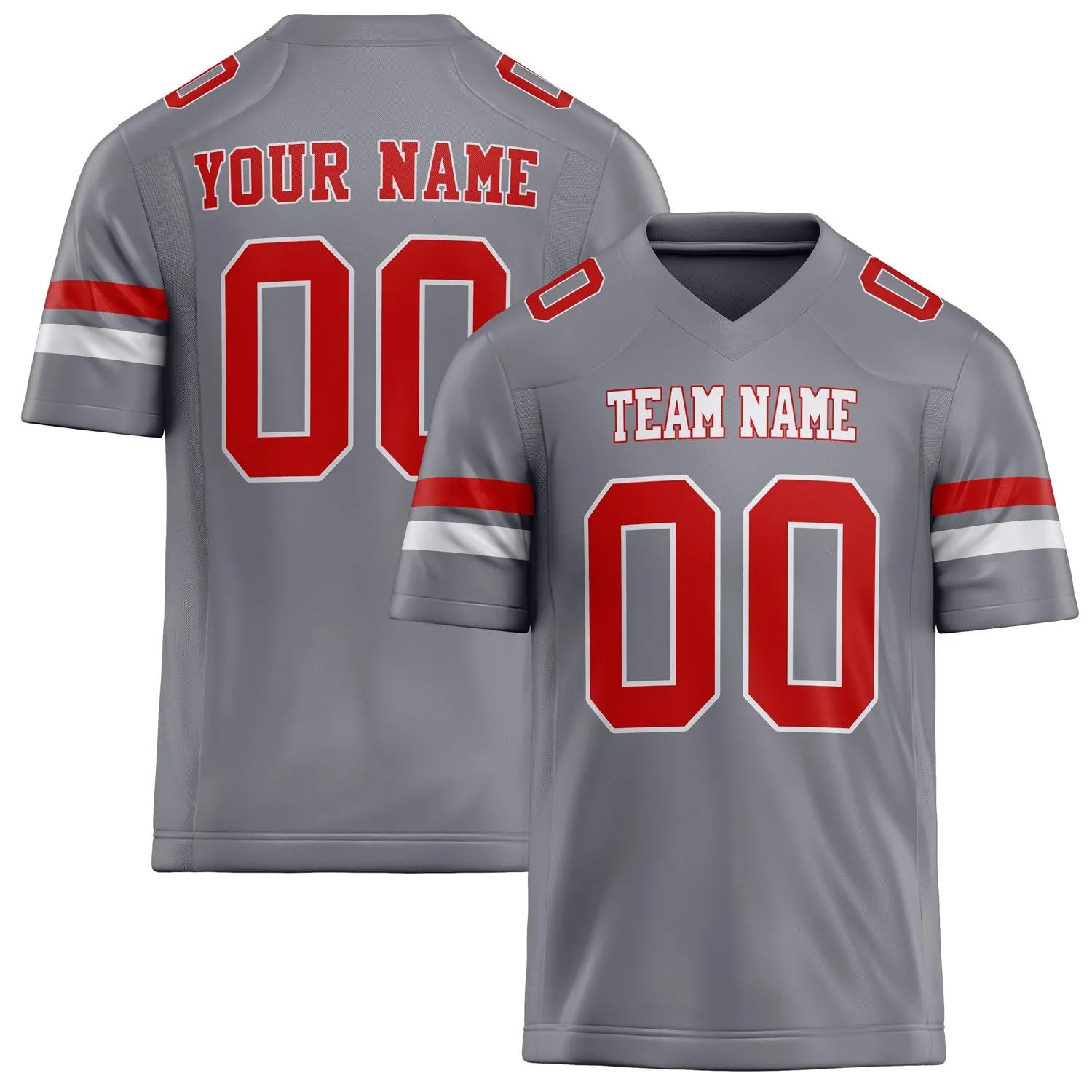 Custom Gray red Solid Colour Football Jersey sold by Tailorly