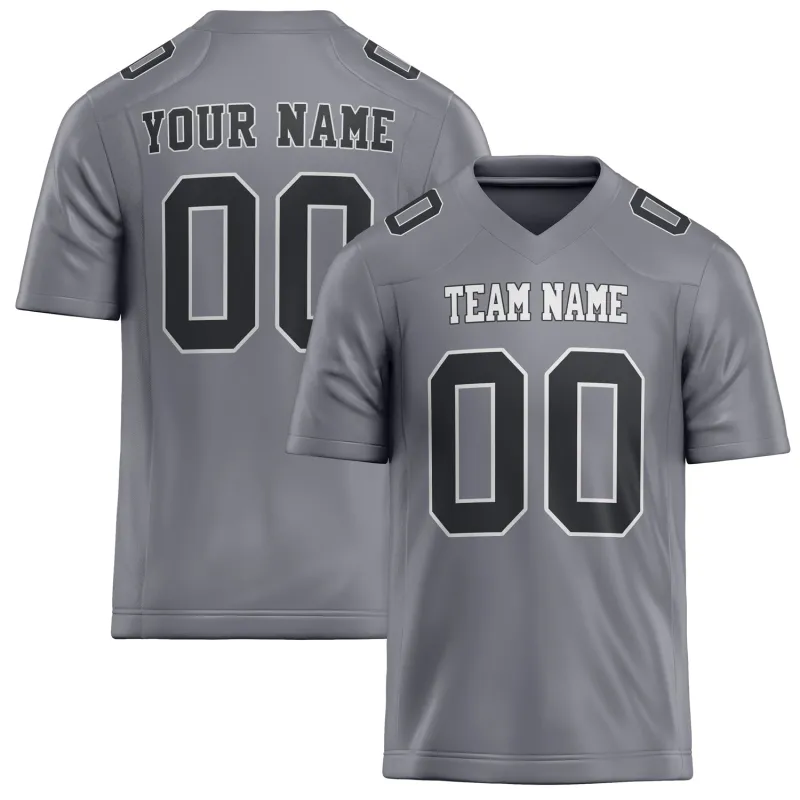 Custom Gray Black Solid Colour Football Jersey sold by Tailorly