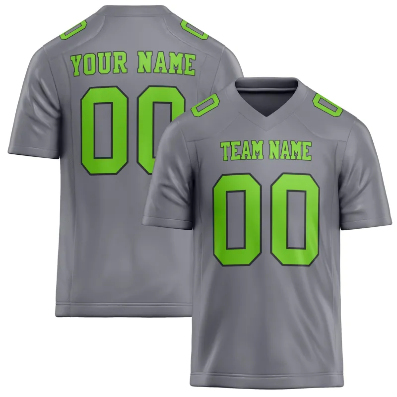 Custom Gray Neon Green Solid Colour Football Jersey sold by Tailorly