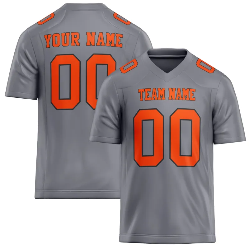 Custom Gray orange Solid Colour Football Jersey sold by Tailorly