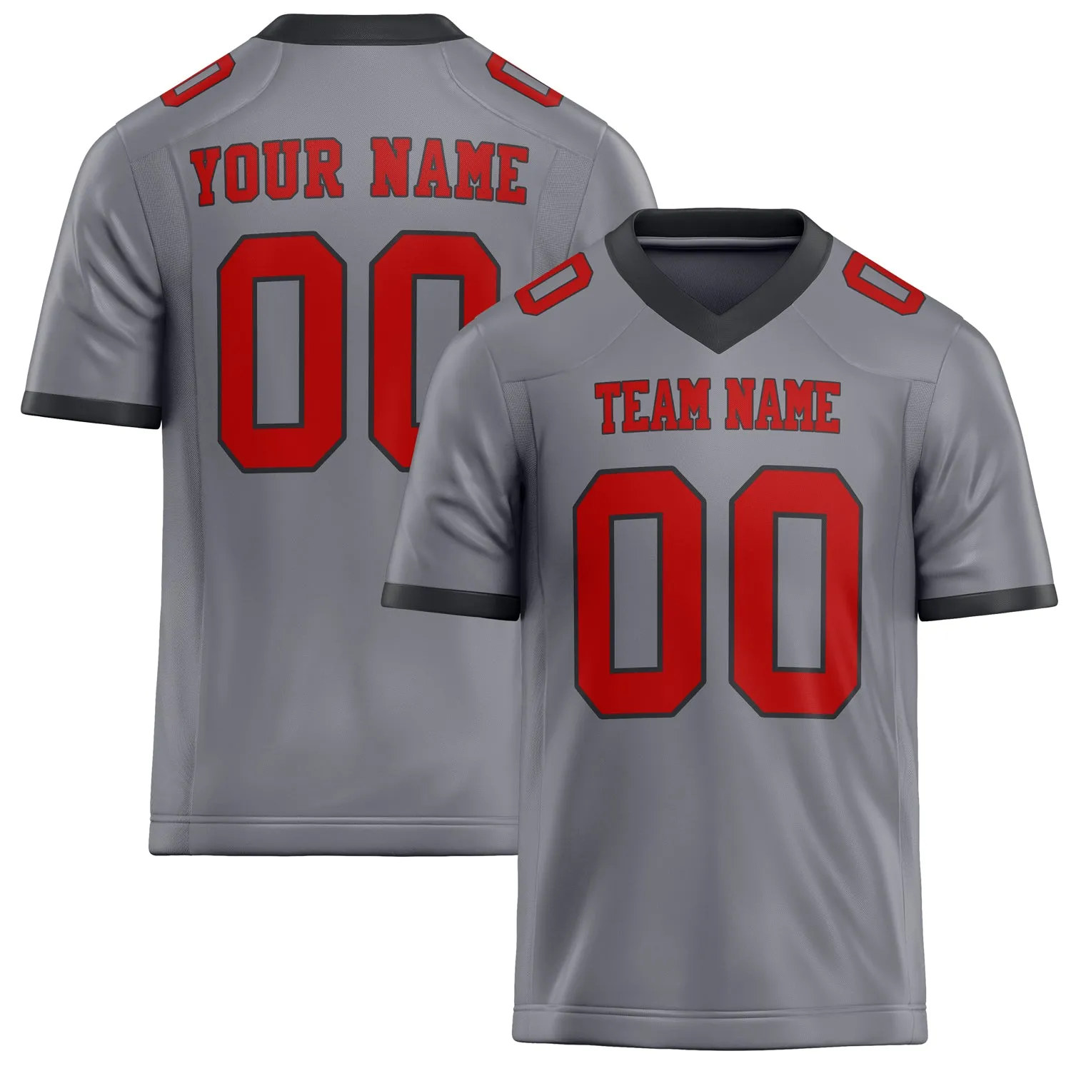 Custom Gray red Solid Colour Football Jersey sold by Tailorly