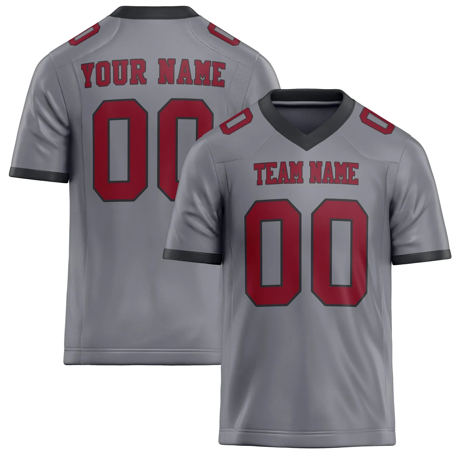Custom Gray red Solid Colour Football Jersey sold by Tailorly